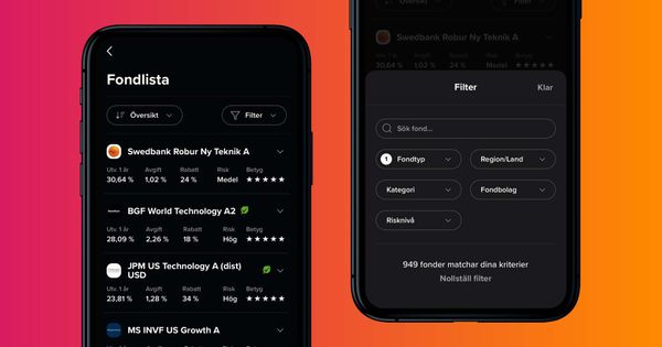 Kraftfullare sök och filtrering av fonder