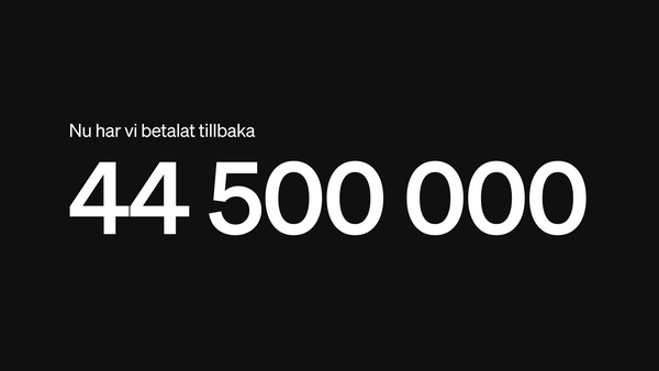 Nu har vi gett tillbaka över 44 miljoner kronor till våra sparare